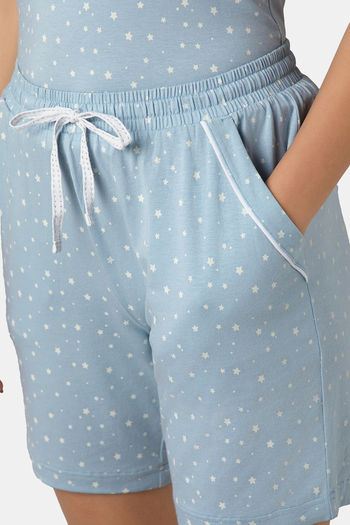 Amante Cotton Elastane Shorts - Celestial Blue Print — image 4